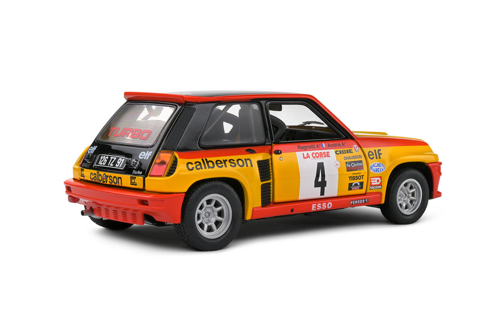 SOLIDO 1801314 MINIATURE RENAULT 5 TURBO YELLOW N4 RAGNOTTI/ANDRIE
TOUR DE CORSE 1980 1/18
