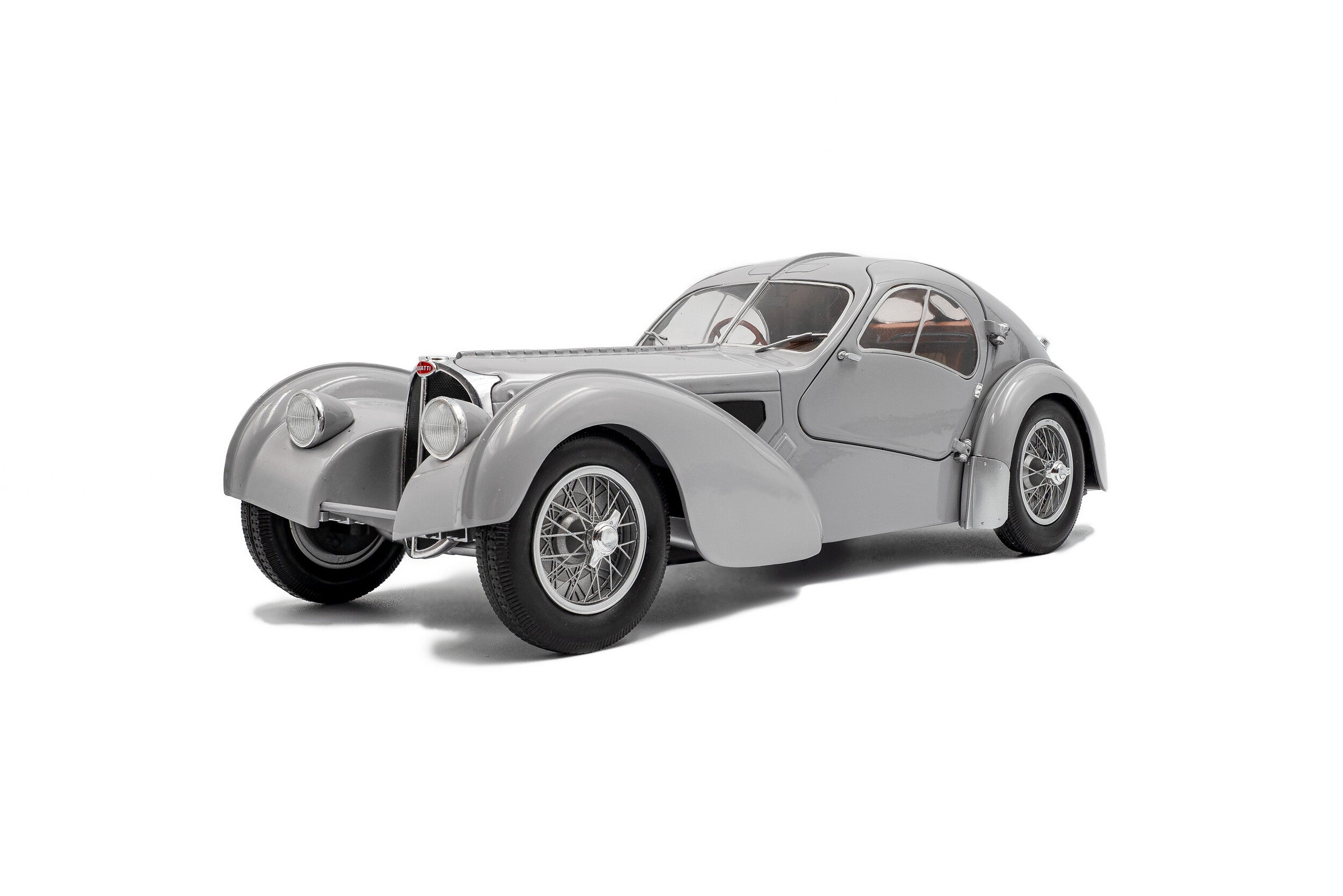 SOLIDO 1802106 MINIATURE BUGATTI ATLANTIC TYPE 57 SC MAT SILVER 1937 1/18
