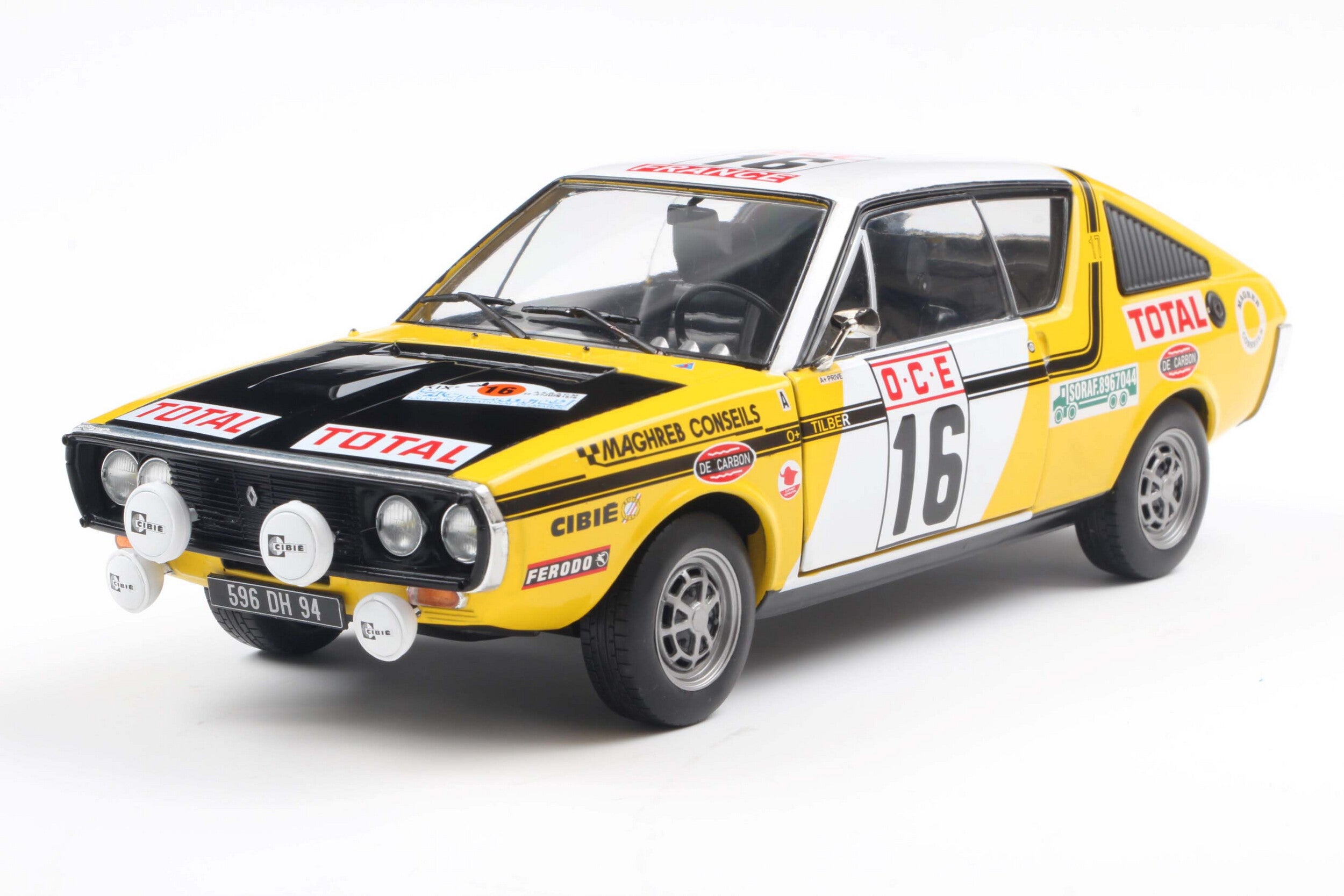 SOLIDO 1803709 MINIATURE RENAULT 17 PH.1 YELLOW N23 PRIVE/ TILBERT
RALLYE DU MAROC 1976 1/18