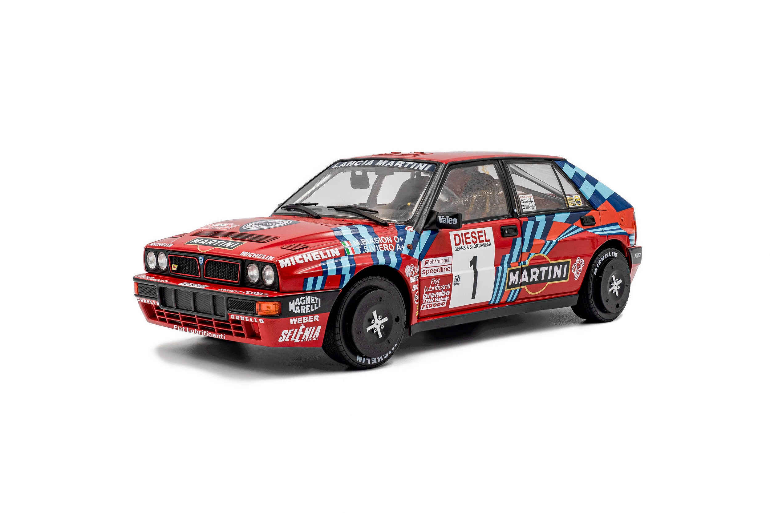 SOLIDO 1807808 MINIATURE LANCIA DELTA HF INTEGRALE RED N1 M.BIASION /
T.SIVIERO RALLY SAN 1/18