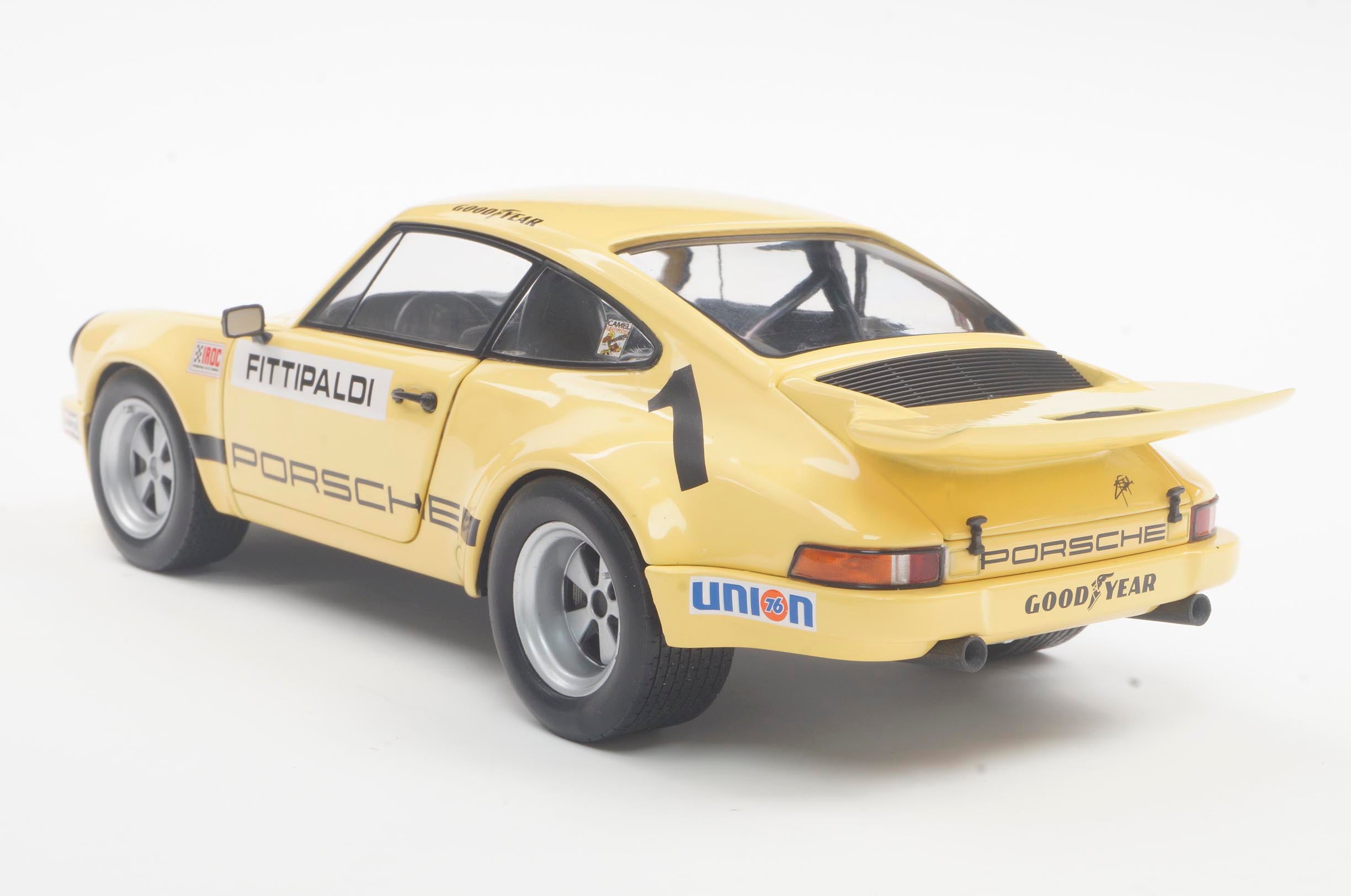 SOLIDO 1810703 MINIATURE PORSCHE 911 IROC YELLOW N1 FITTIPALDI 1974 1/18