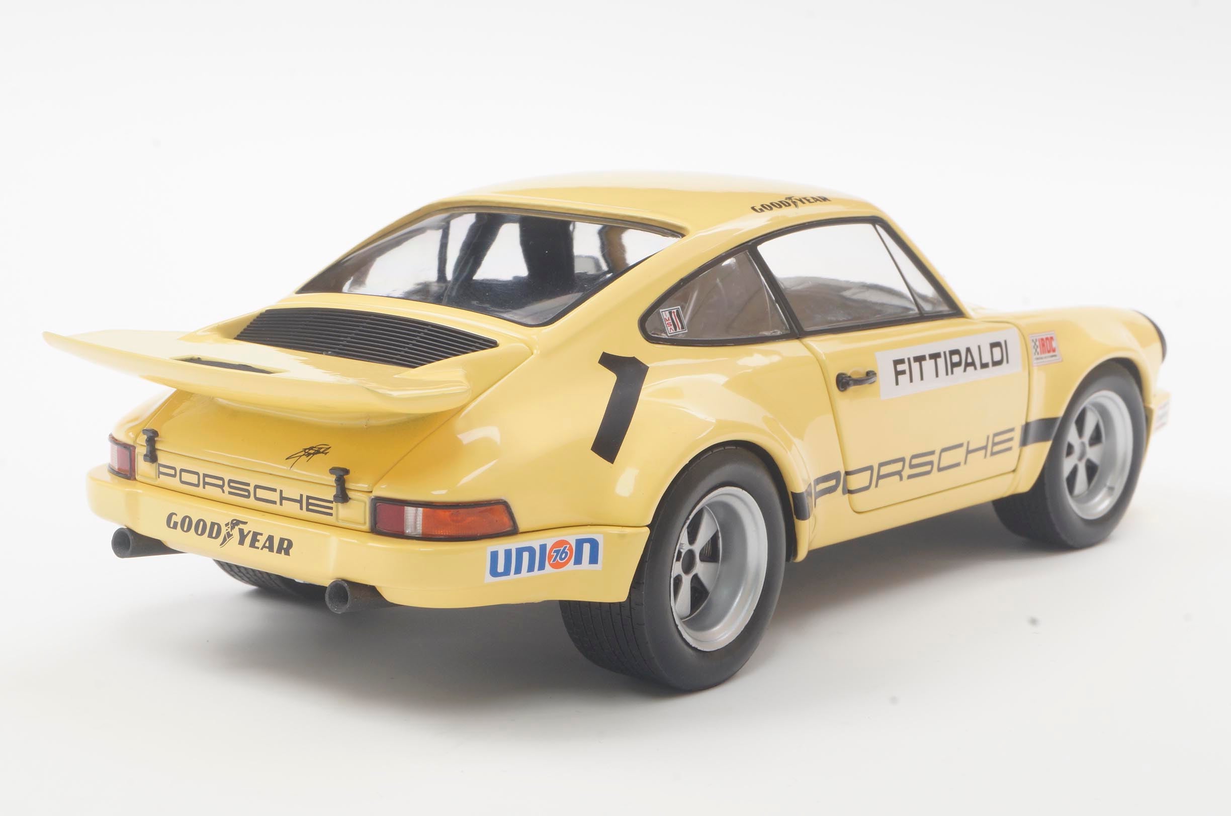 SOLIDO 1810703 MINIATURE PORSCHE 911 IROC YELLOW N1 FITTIPALDI 1974 1/18