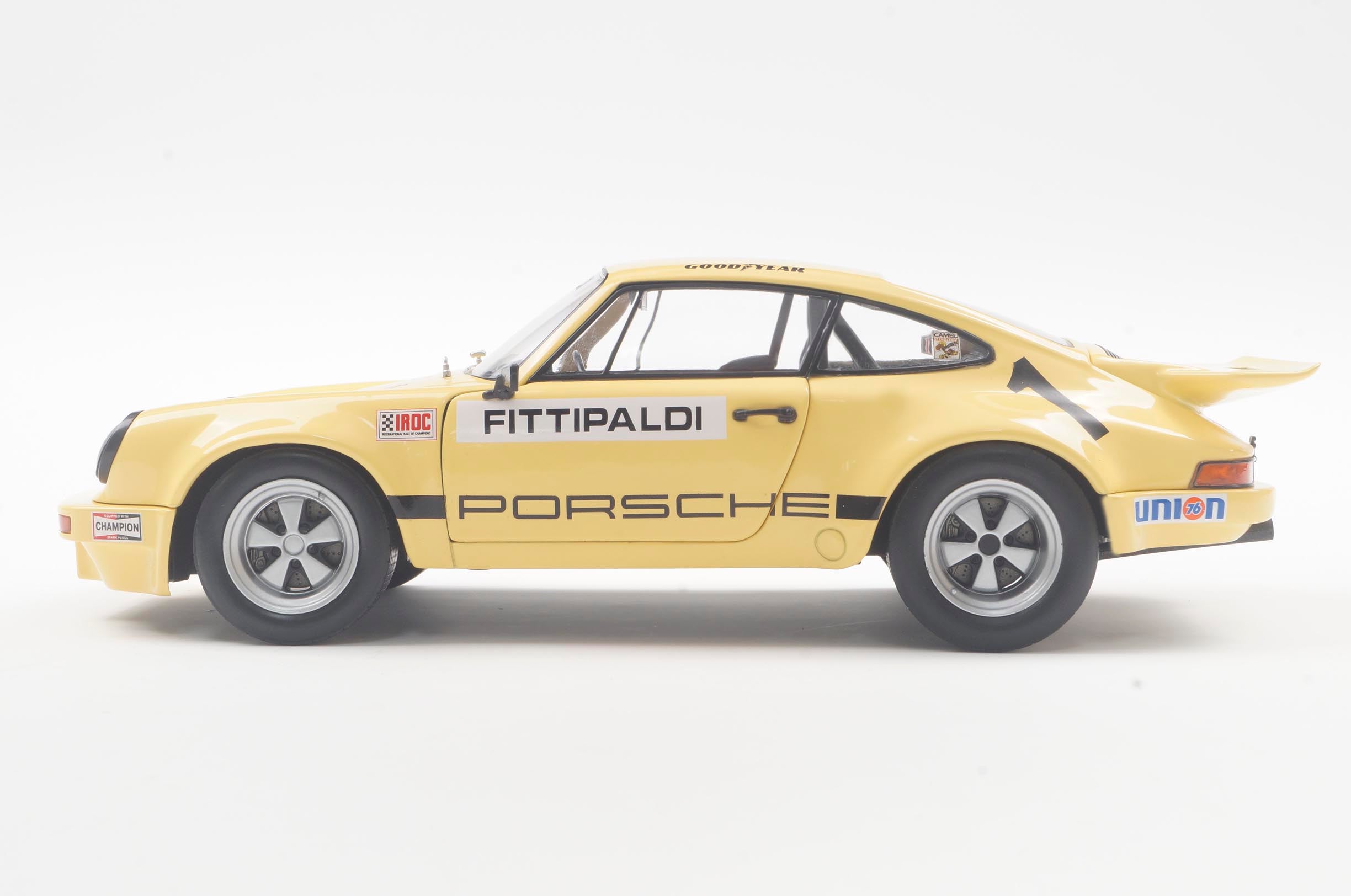 SOLIDO 1810703 MINIATURE PORSCHE 911 IROC YELLOW N1 FITTIPALDI 1974 1/18