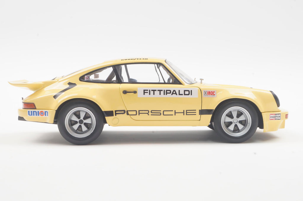 SOLIDO 1810703 MINIATURE PORSCHE 911 IROC YELLOW N1 FITTIPALDI 1974 1/18