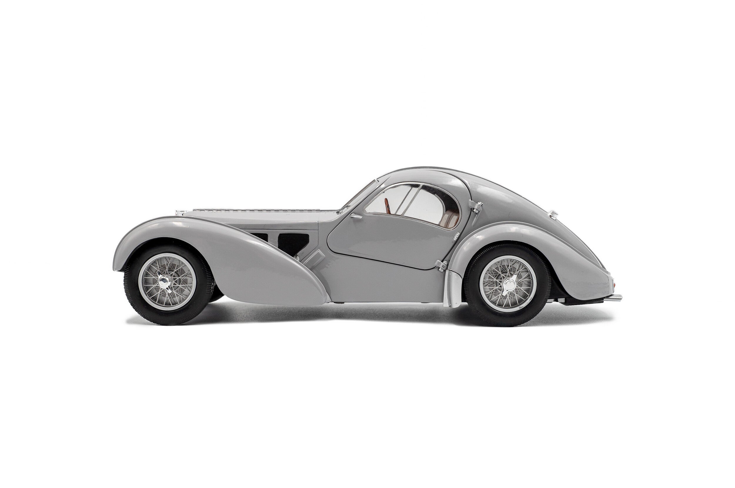 SOLIDO 1802106 MINIATURE BUGATTI ATLANTIC TYPE 57 SC MAT SILVER 1937 1/18