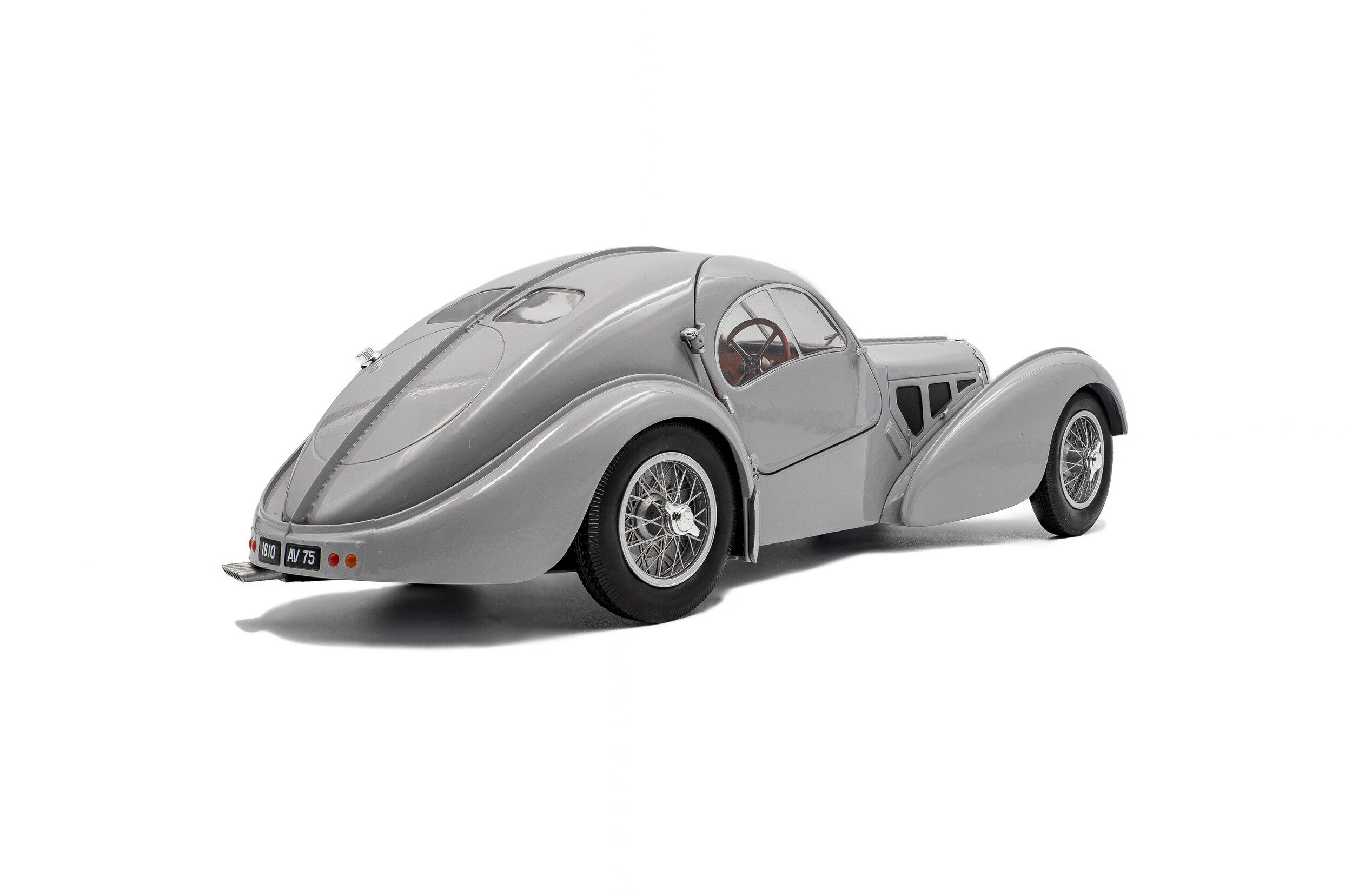 SOLIDO 1802106 MINIATURE BUGATTI ATLANTIC TYPE 57 SC MAT SILVER 1937 1/18