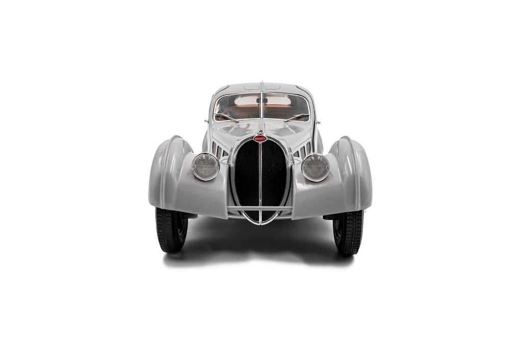 SOLIDO 1802106 MINIATURE BUGATTI ATLANTIC TYPE 57 SC MAT SILVER 1937 1/18