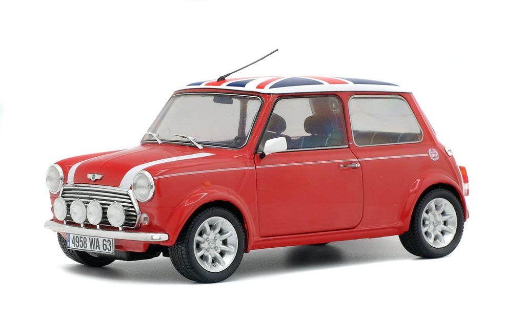 SOLIDO 1800604 MINIATURE MINI COOPER SPORT RED & ENGLISH FLAG 1997 1/18
