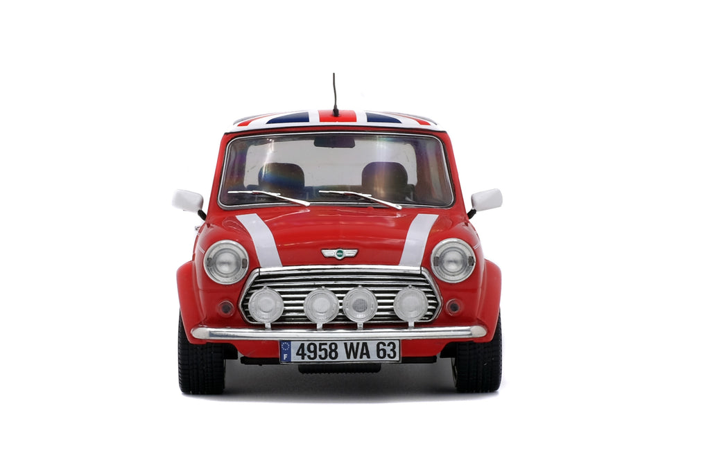 SOLIDO 1800604 MINIATURE MINI COOPER SPORT RED & ENGLISH FLAG 1997 1/18