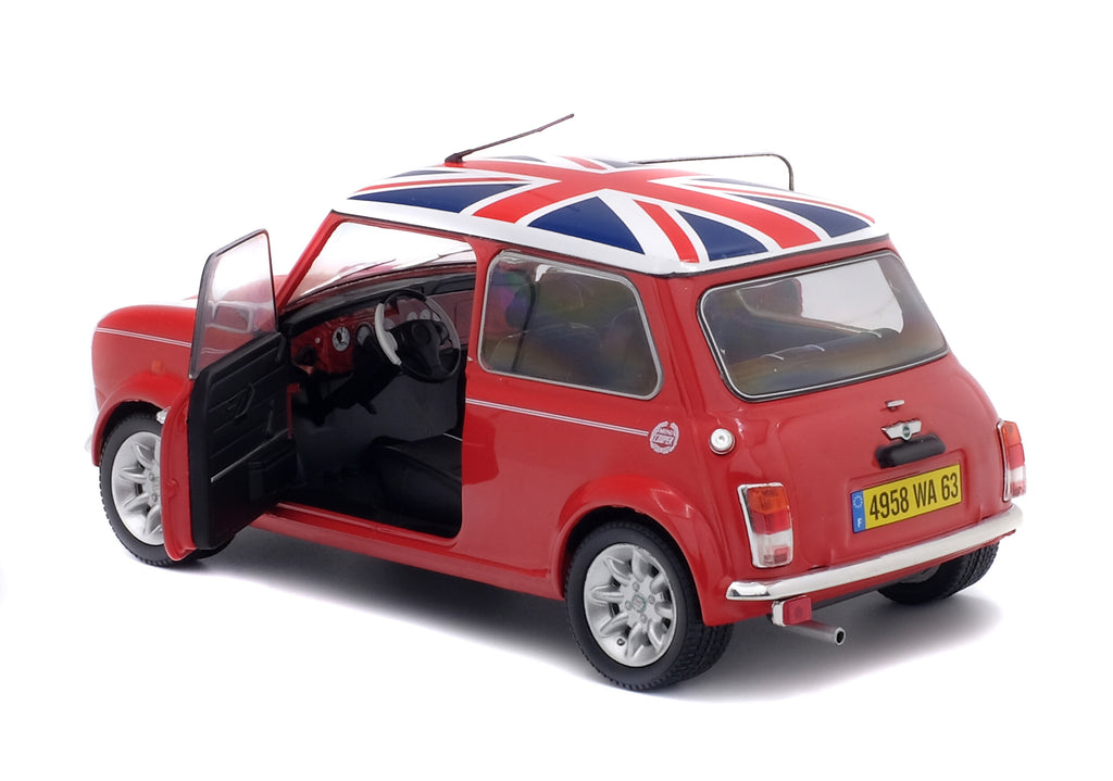 SOLIDO 1800604 MINIATURE MINI COOPER SPORT RED & ENGLISH FLAG 1997 1/18
