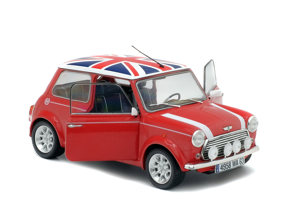 SOLIDO 1800604 MINIATURE MINI COOPER SPORT RED & ENGLISH FLAG 1997 1/18
