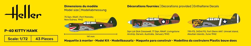 HELLER 80266 MAQUETTE P-40 KITTY HAWK 1/72