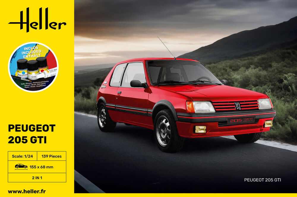 HELLER 58705 MAQUETTE STARTER KIT PEUGEOT 205 GTI 1/24