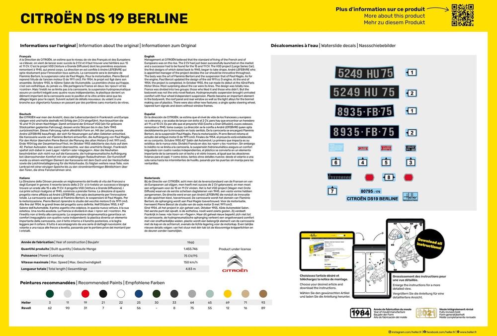 HELLER 80795 MAQUETTE CITROEN DS 19 1/16