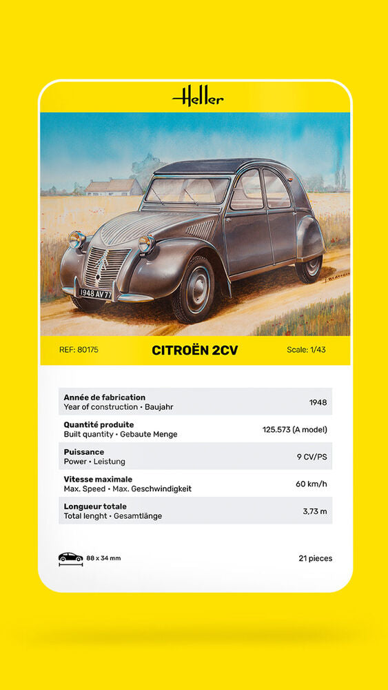 HELLER 80175 MAQUETTE CITROEN 2 CV 1/43