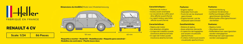 HELLER 80762 MAQUETTE RENAULT 4 CV 1/24