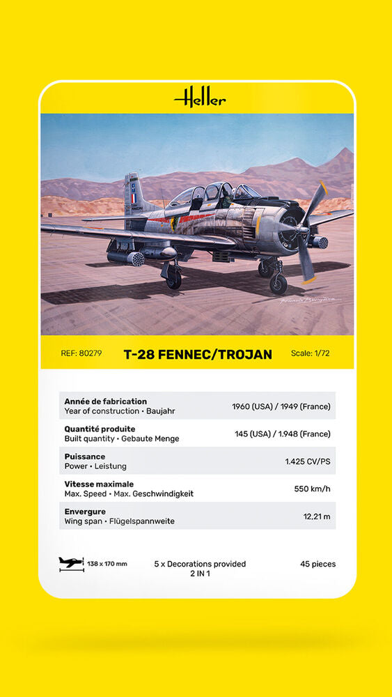 HELLER 80279 MAQUETTE T-28 FENNEC / TROJAN 1/72
