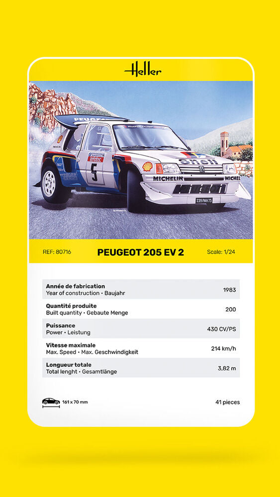 HELLER 80716 MAQUETTE PEUGEOT 205 EV 2 1/24