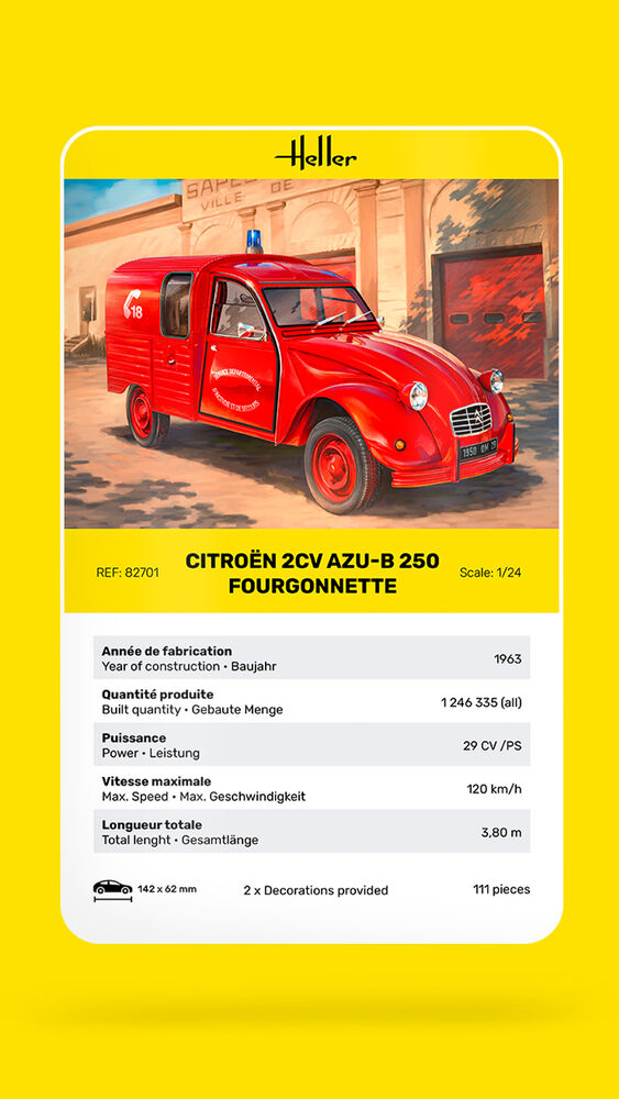 HELLER 82701 MAQUETTE CITROEN 2CV AZU-B 250 FOURGONNETTE 1/24