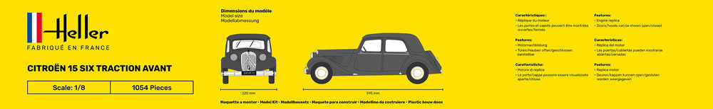 HELLER 80799 MAQUETTE CITROEN 15 SIX TRACTION AVANT 1/8