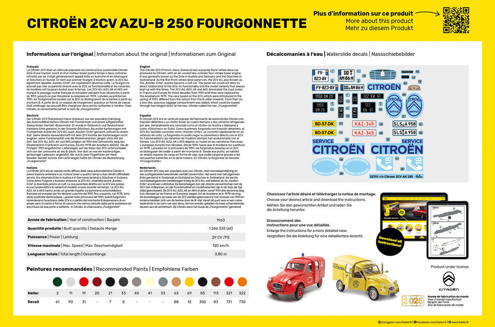 HELLER 82701 MAQUETTE CITROEN 2CV AZU-B 250 FOURGONNETTE 1/24