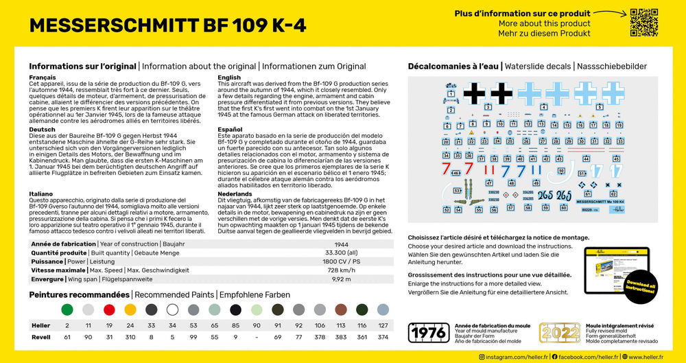 HELLER 80229 MAQUETTE MESSERSCHMITT BF 109 K-4 1/72