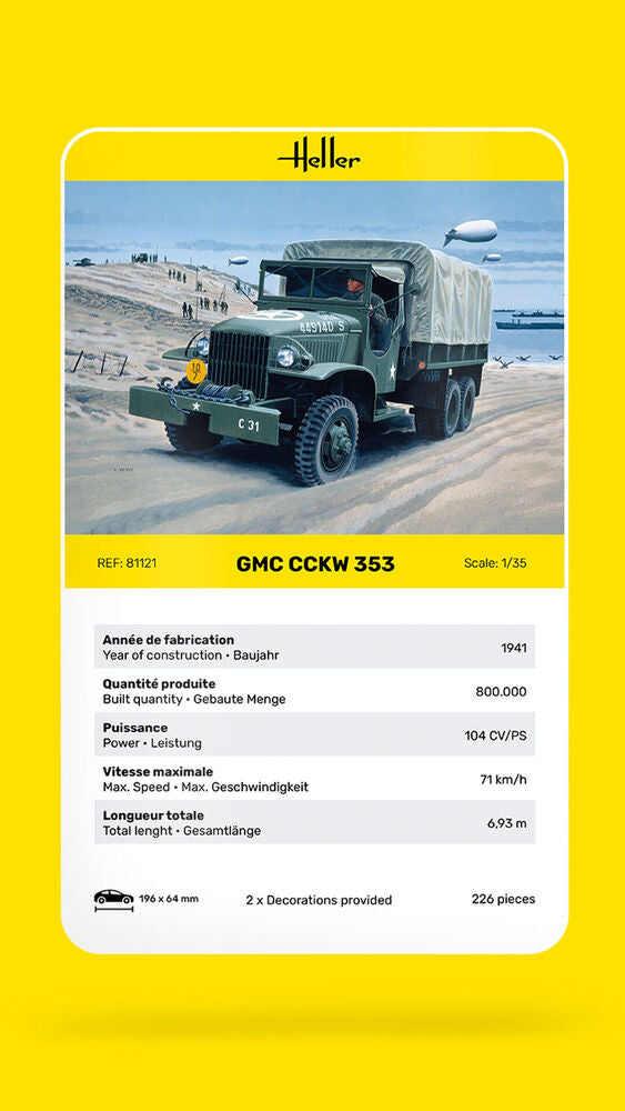 HELLER 81121 MAQUETTE GMC CCKW 353 1/35