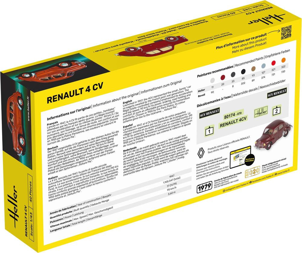 HELLER 80174 MAQUETTE RENAULT 4 CV 1/43