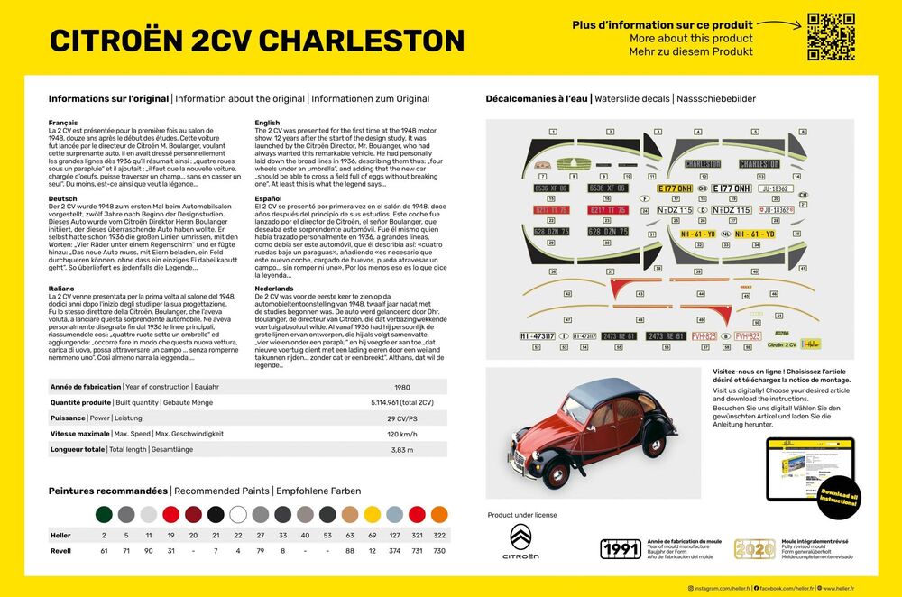 HELLER 80766 MAQUETTE CITROEN 2CV CHARLESTON 1/24