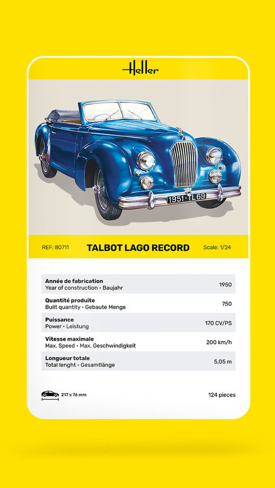 HELLER 80711 MAQUETTE TALBOT LAGO RECORD 1/24