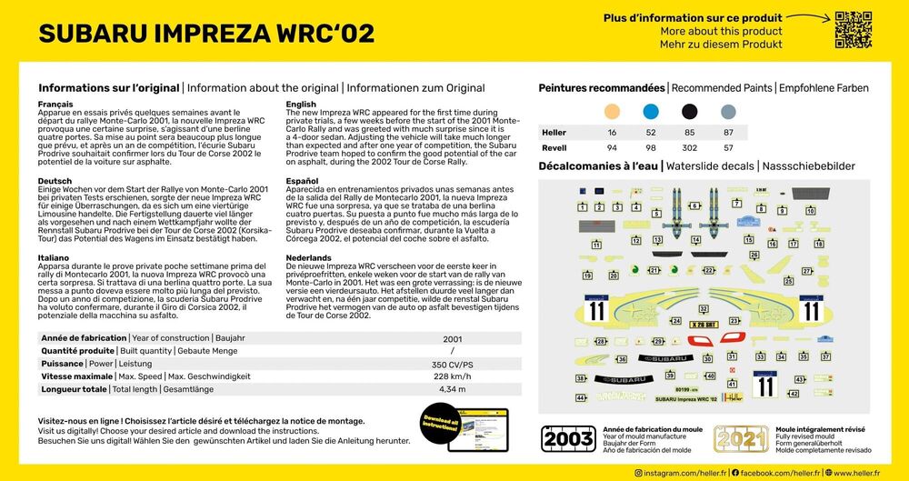 HELLER 80199 MAQUETTE IMPREZA WRC'02 1/43