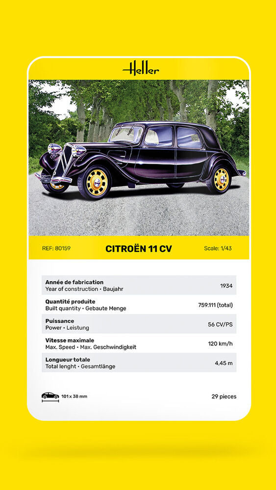 HELLER 80159 MAQUETTE CITROEN 11 CV 1/43