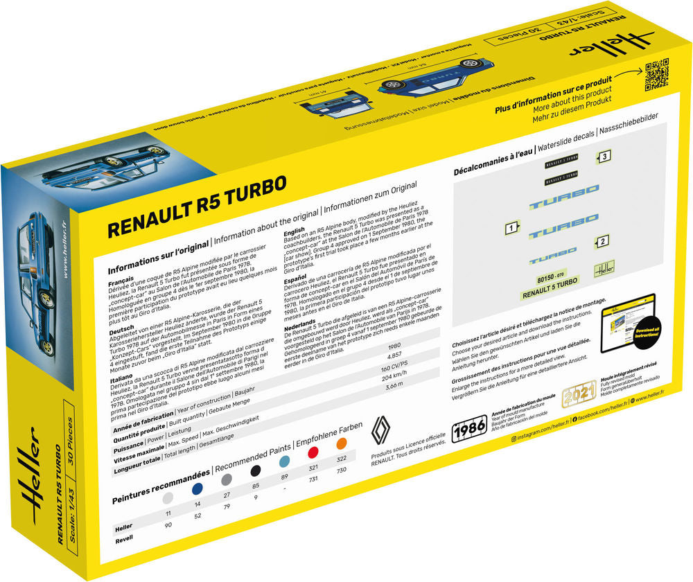 HELLER 80150 MAQUETTE RENAULT R5 TURBO 1/43