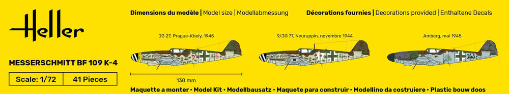 HELLER 80229 MAQUETTE MESSERSCHMITT BF 109 K-4 1/72