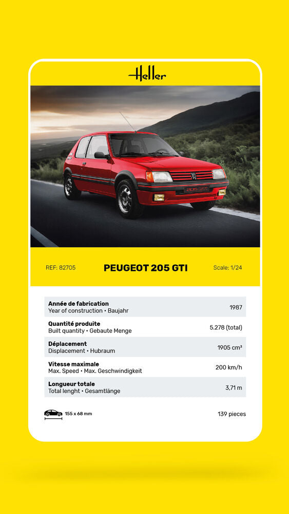 HELLER 82705 MAQUETTE PEUGEOT 205 GTI 1/24