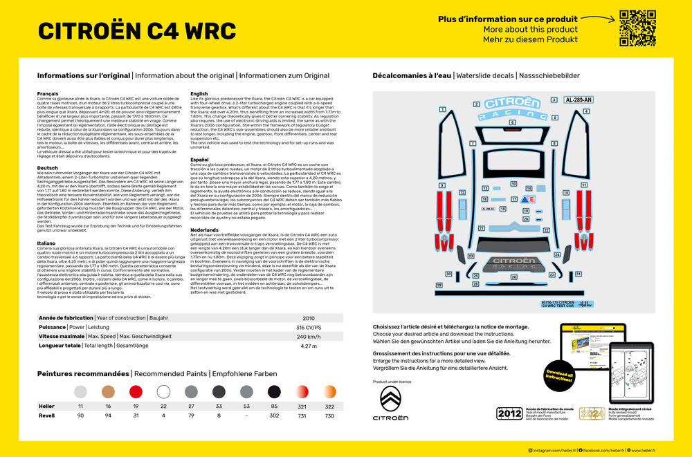 HELLER 80756 MAQUETTE CITROEN C4 WRC 1/24