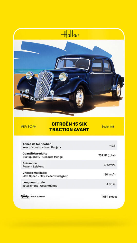 HELLER 80799 MAQUETTE CITROEN 15 SIX TRACTION AVANT 1/8