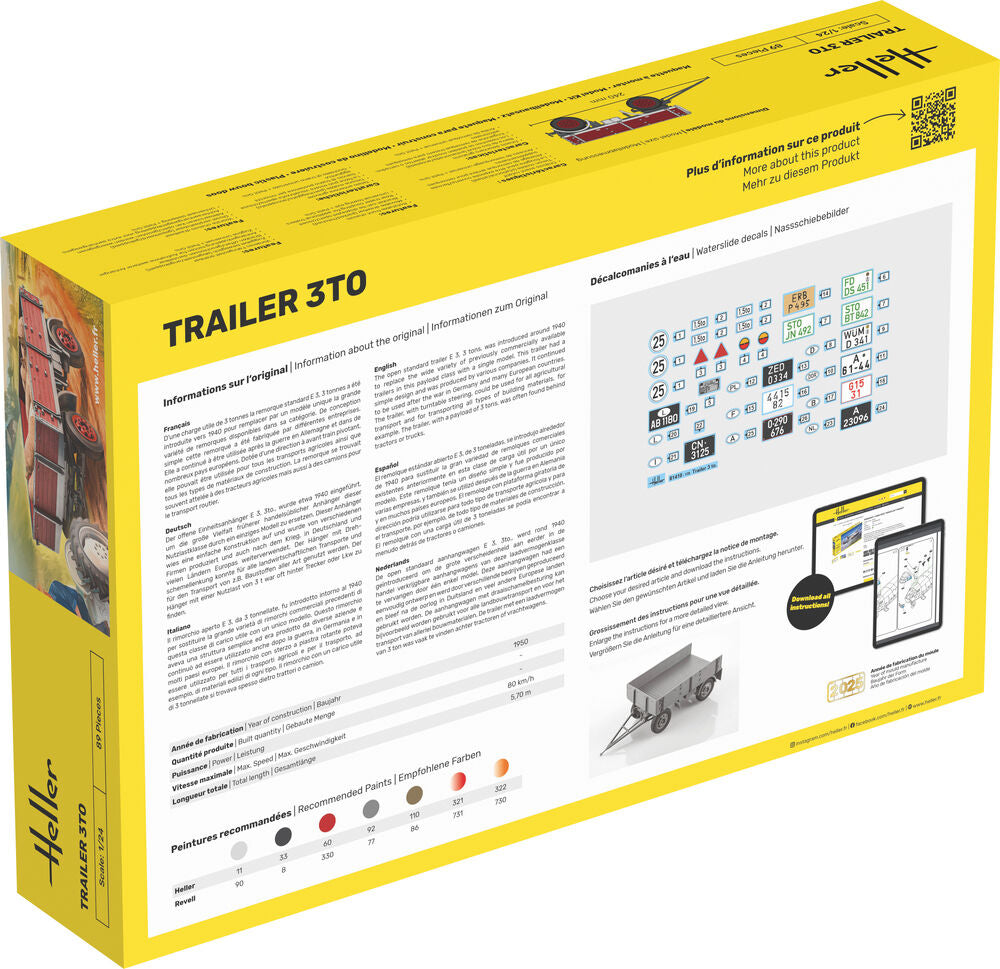 HELLER 81410 MAQUETTE TRAILER 3TO 1/24