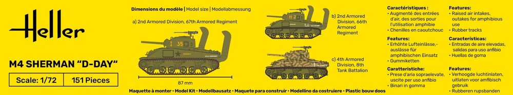 HELLER 79892 MAQUETTE M4 SHERMAN D-DAY 1/72