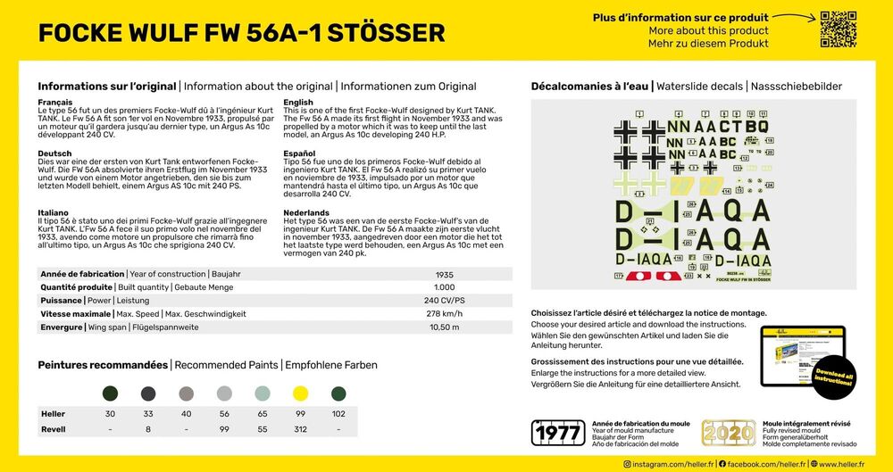 HELLER 80238 MAQUETTE FOCKE WULF FW 56A-1 STÖSSER 1/72