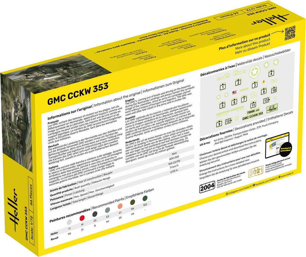 HELLER 79996 MAQUETTE GMC CCKW 353 1/72