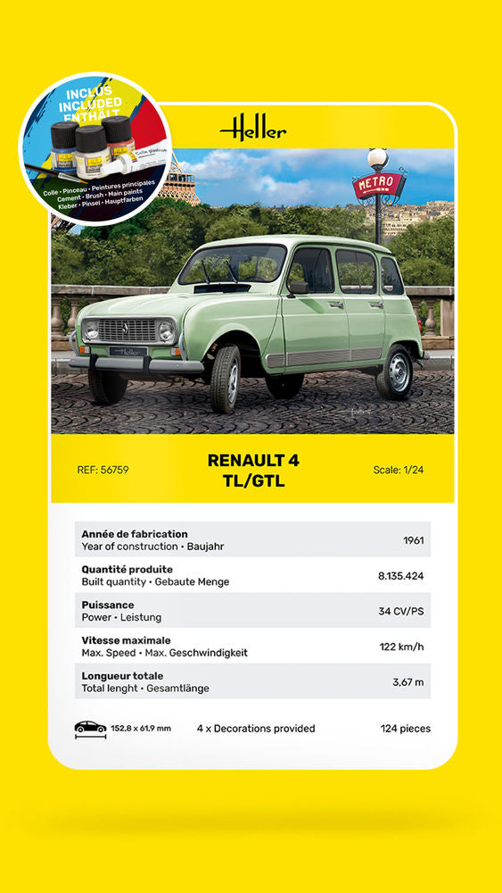 HELLER 56759 MAQUETTE STARTER KIT RENAULT 4TL/GTL 1/24
