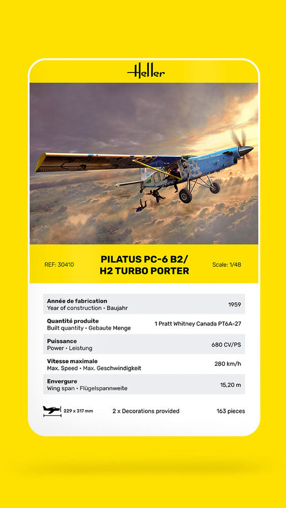 HELLER 30410 MAQUETTE PILATUS PC-6 B2/H2 TURBO PORTER 1/48