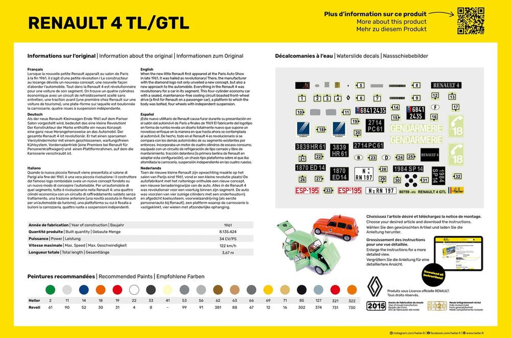 HELLER 56759 MAQUETTE STARTER KIT RENAULT 4TL/GTL 1/24