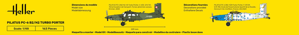 HELLER 30410 MAQUETTE PILATUS PC-6 B2/H2 TURBO PORTER 1/48