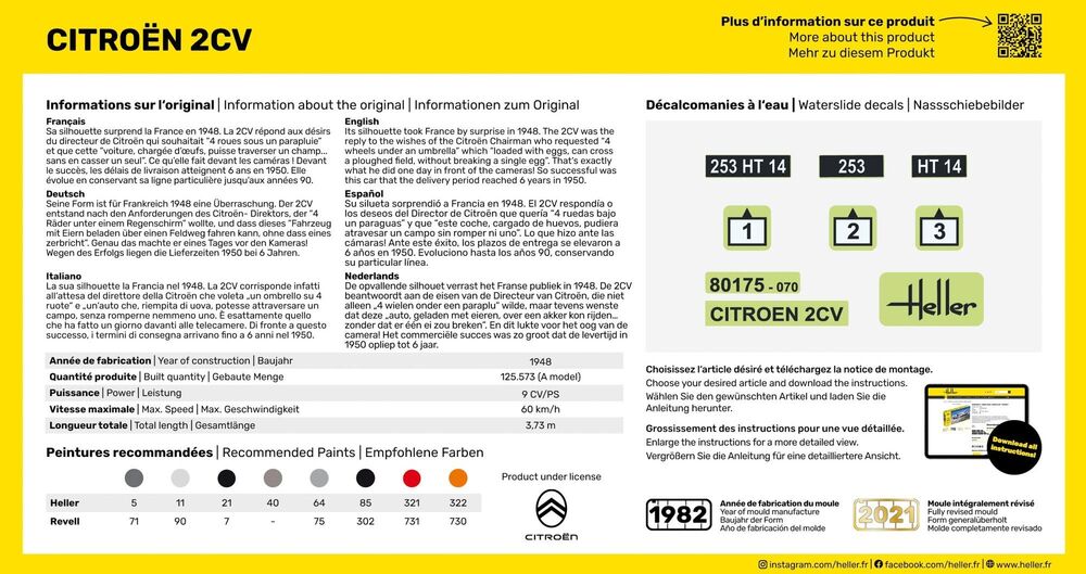 HELLER 80175 MAQUETTE CITROEN 2 CV 1/43
