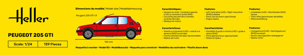 HELLER 82705 MAQUETTE PEUGEOT 205 GTI 1/24