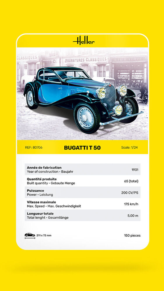 HELLER 80706 MAQUETTE BUGATTI T 50 1/24