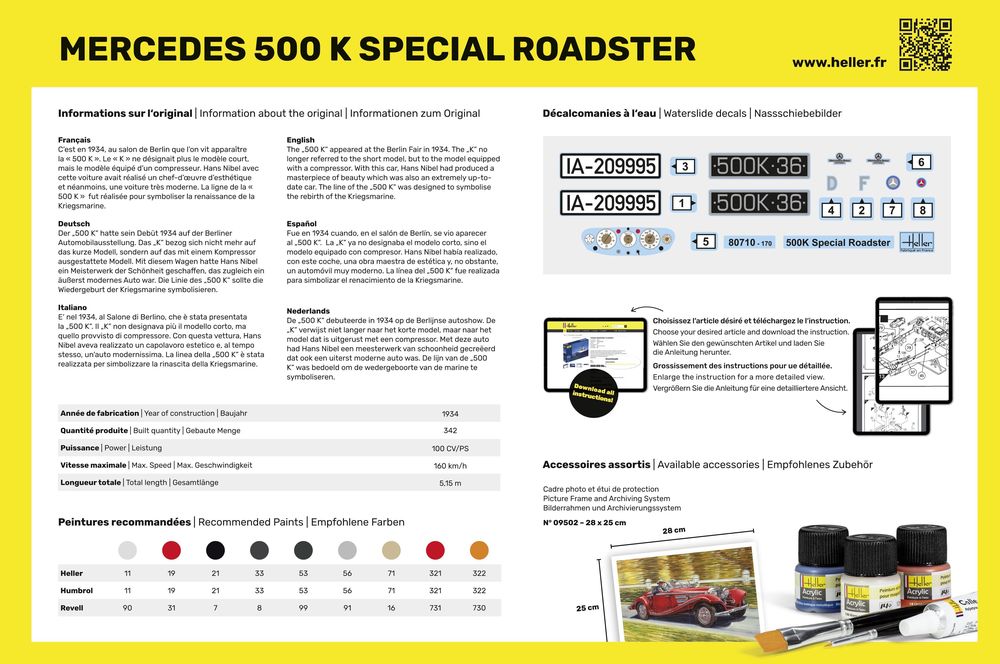 HELLER 80710 MAQUETTE 500 K SPECIAL ROADSTER 1/24
