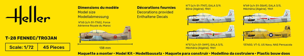 HELLER 80279 MAQUETTE T-28 FENNEC / TROJAN 1/72